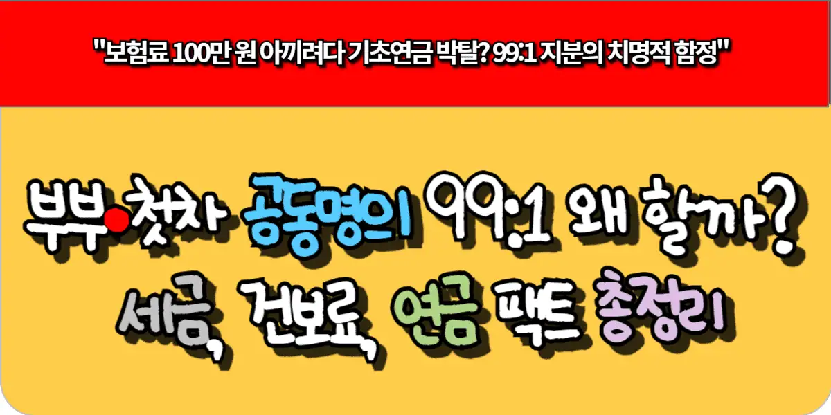 부부·첫차 공동명의 99:1 왜 할까? 세금, 건보료, 연금 팩트 총정리
