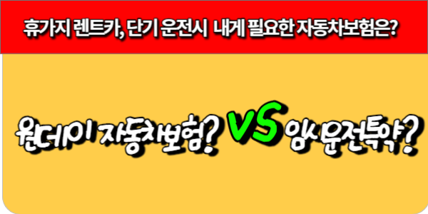 휴가지 렌트카, 단기 운전시  내게 필요한 자동차보험은