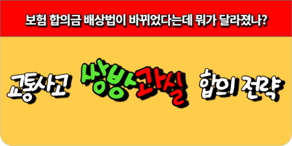 보험 합의금 배상법이 바뀌었다는데 뭐가 달라졌나-쌍방과실 합의 전략