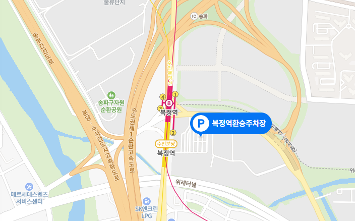 복정역 환승주차장 지도