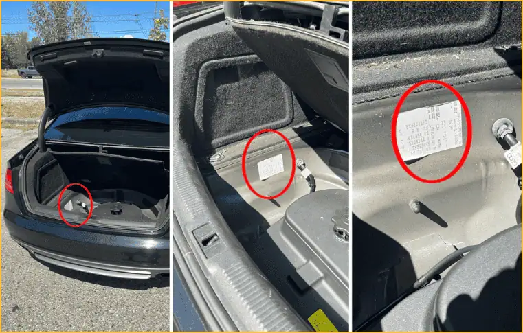 아우디 페인트 색상, 도장코드 확인법 3 아우디 색상코드 위치