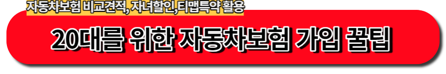 20대를위한 자동차보험 가입꿀팁-비교견적 사이트, 자녀할인,티맵특약 활용