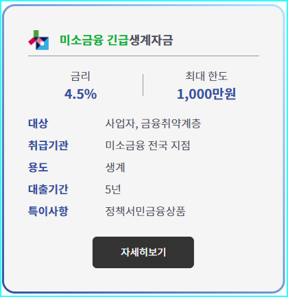 미소금융 긴급생계자금 자세히 보기