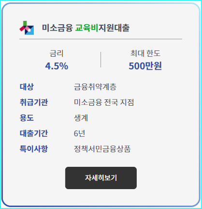 미소금융 교육비지원대출 자세히 보기
