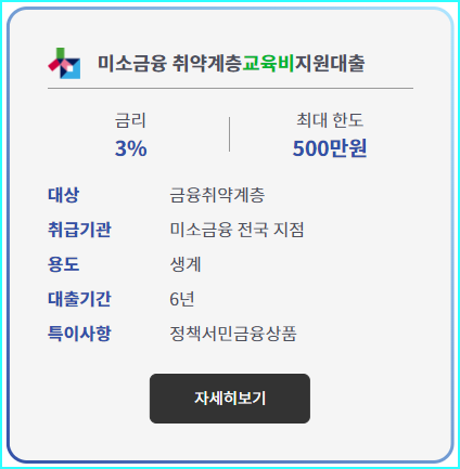 미소금융 취약계층교육비지원대출 자세히 보기
