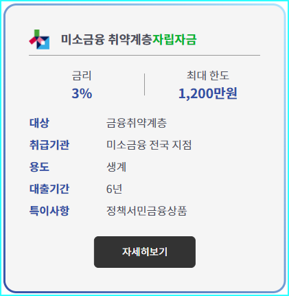 미소금융 취약계층자립자금 자세히 보기