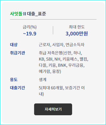 사잇돌Ⅱ대출_표준 자세히 보기