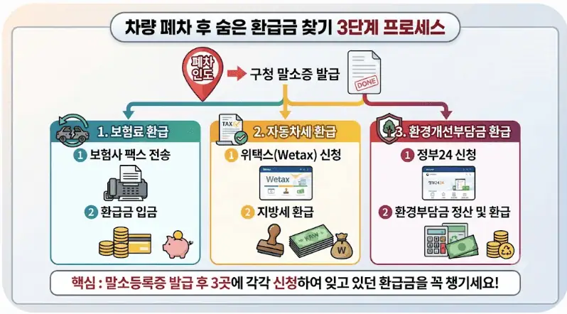 차량 폐차후 숨은 환급금 찾기 3단계 프로세스