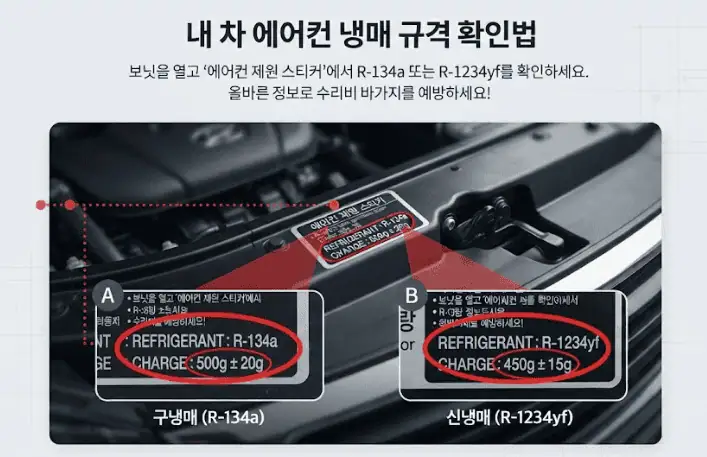 내차 에어컨 냉매 규격 확인법