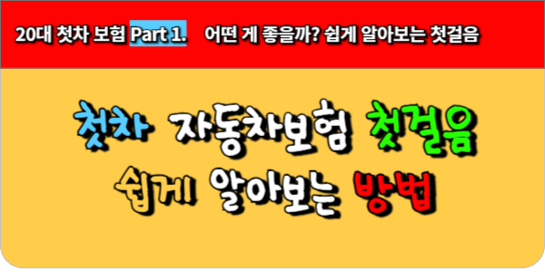 20대 첫차 보험 Part 1. 어떤 게 좋을까 쉽게 알아보는 첫걸음