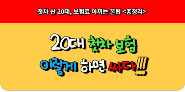 20대 첫차 보험, 이렇게 하면 싸다! - 꿀팁 총정리편