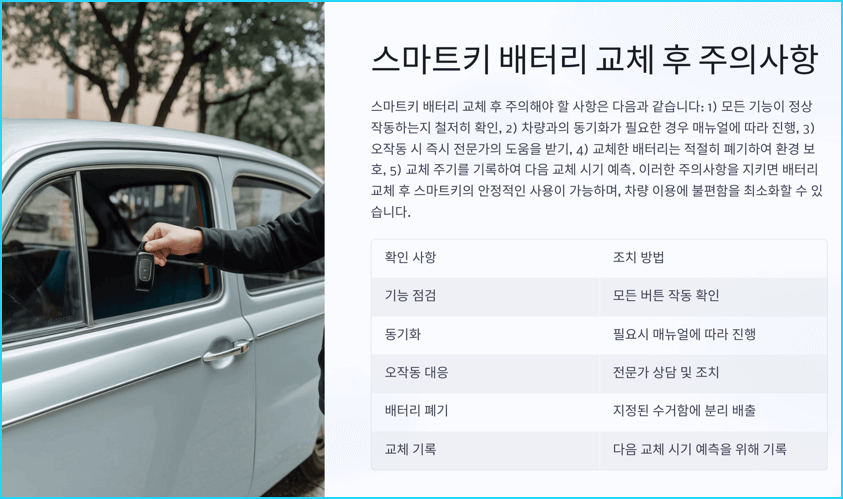 스마트키 배터리 교체 후 주의사항