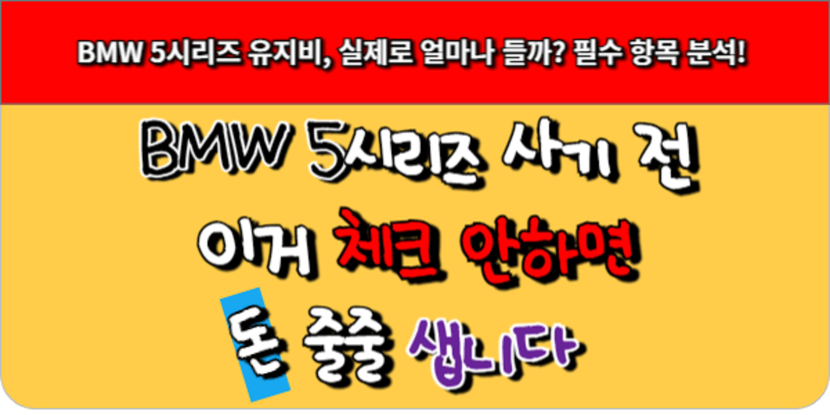 BMW 5시리즈 사기전 유지비 체크 안하면 돈 줄줄 샙니다