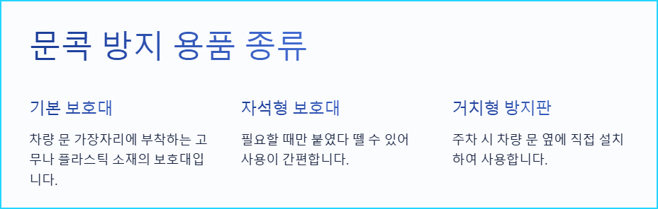 문콕 방지 용품의 종류와 특징