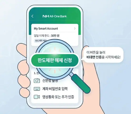 올원뱅크로 비대면 한도제한 해제