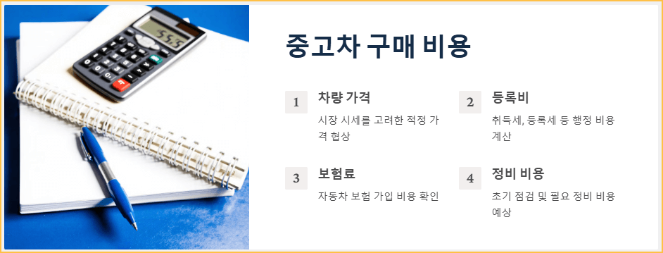 중고차 구매 비용 계산