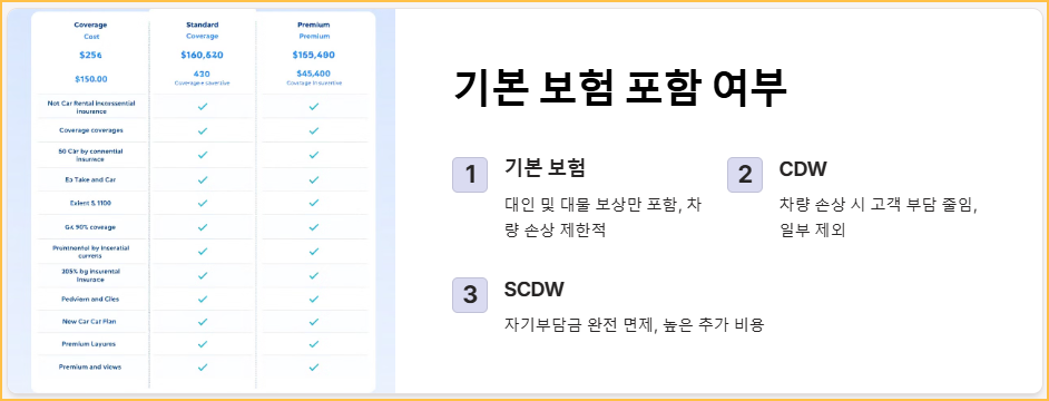 기본 보험 포함 여부