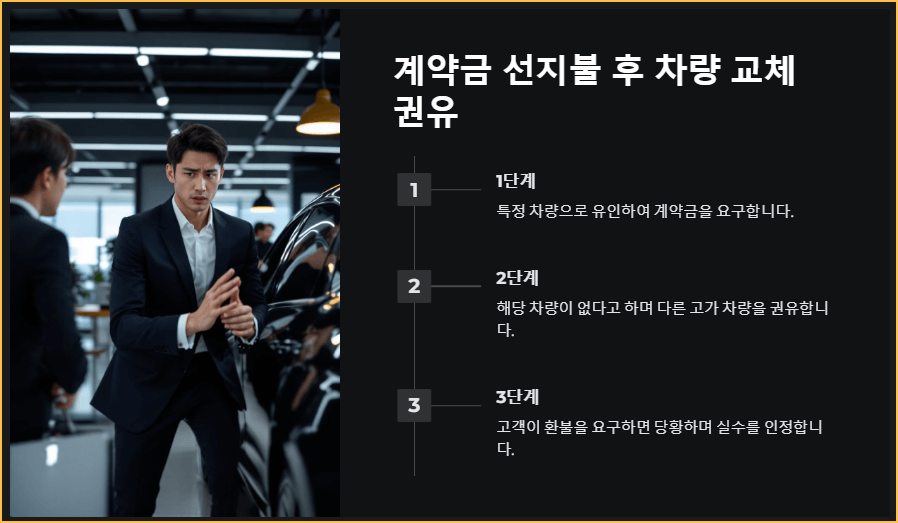 계약금 선지불 후 차량 교체 권유