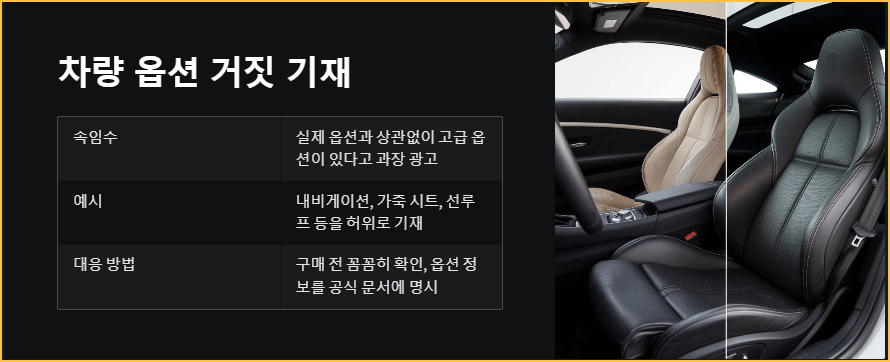 차량 옵션 거짓 기재