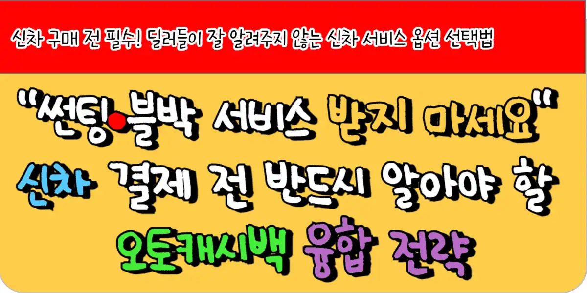 "썬팅·블박 서비스 받지 마세요" 신차 결제 전 반드시 알아야 할 오토캐시백 융합 전략 1 썬팅·블박 서비스 받지 마세요 신차 결제 전 반드시 알아야 할 오토캐시백 융합 전략