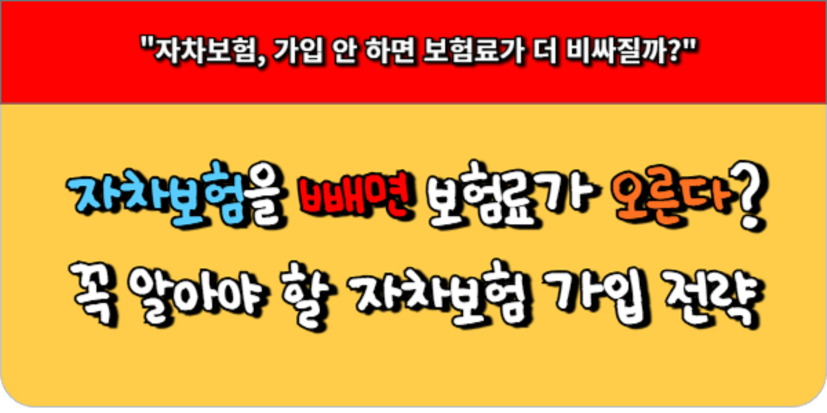 자차보험을 빼면 보험료가 오른다 꼭 알아야 할 자차보험 가입 전략