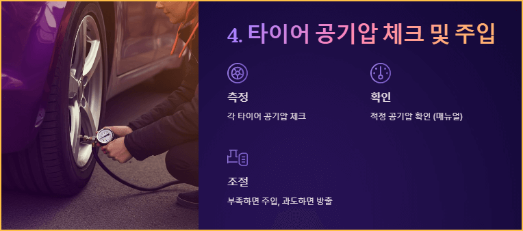 타이어 공기압 체크 및 주입