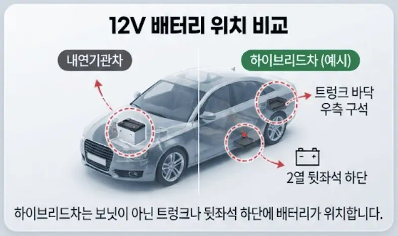 12V 배터리 위치 비교