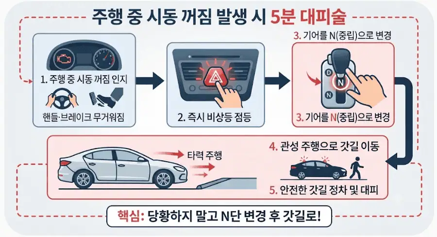 주행중 시동 꺼짐 발생시 5분 대피술