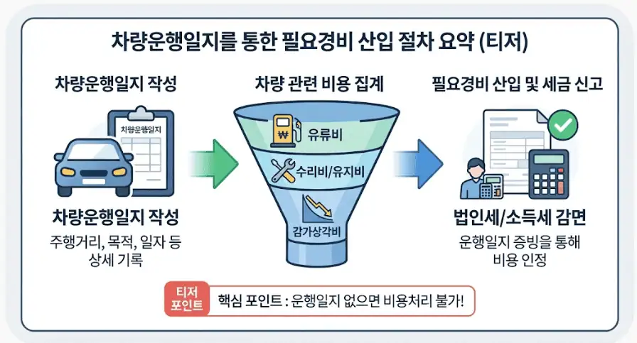 차량 운행일지를 통한 필요경비 산입 절차 요약