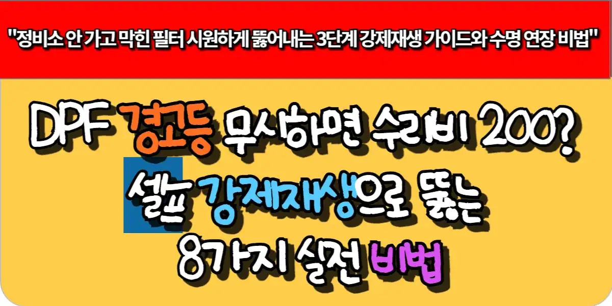DPF 경고등 무시하면 수리비 200만원? 셀프 강제재생으로 뚫는 8가지 실전 비법