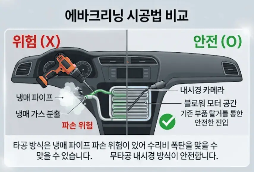 에바크리닝 시공법 비교