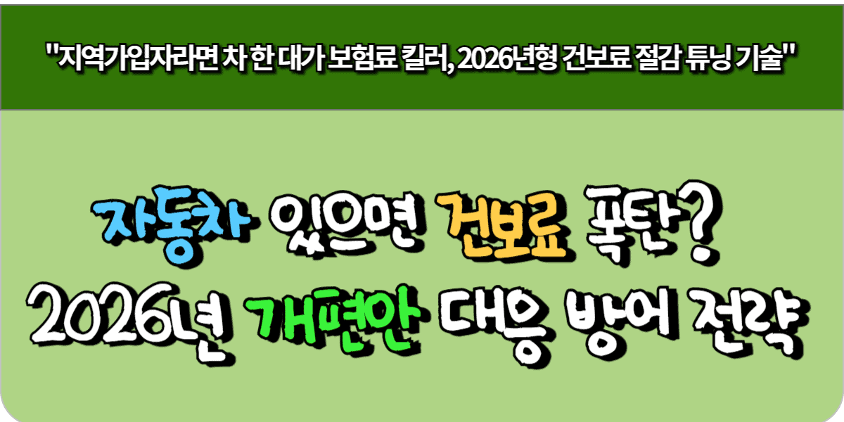 자동차 있으면 건보료 폭탄? 2026년 개편안 대응 방어 전략