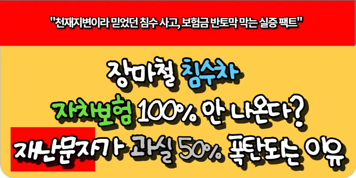 장마철 침수차 자차보험 100% 안 나온다? '재난문자'가 과실 50% 폭탄 되는 이유