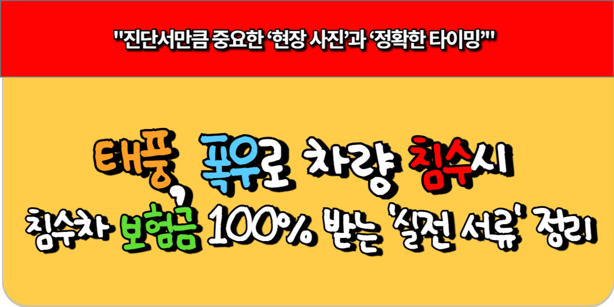 태풍·폭우로 차량 침수됐을 때 100% 보험금 받는 서류 정리
