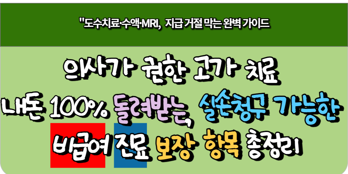 의사가 권한 고가 치료 내 돈 100% 돌려받는, 실손청구 가능한 비급여 진료 보장 항목 총정리