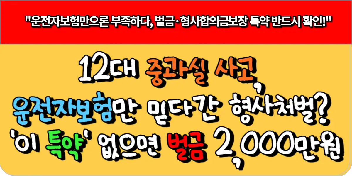 12대 중과실 사고, 운전자보험만 믿다간 형사처벌 '이 특약' 없으면 벌금 2,000만원