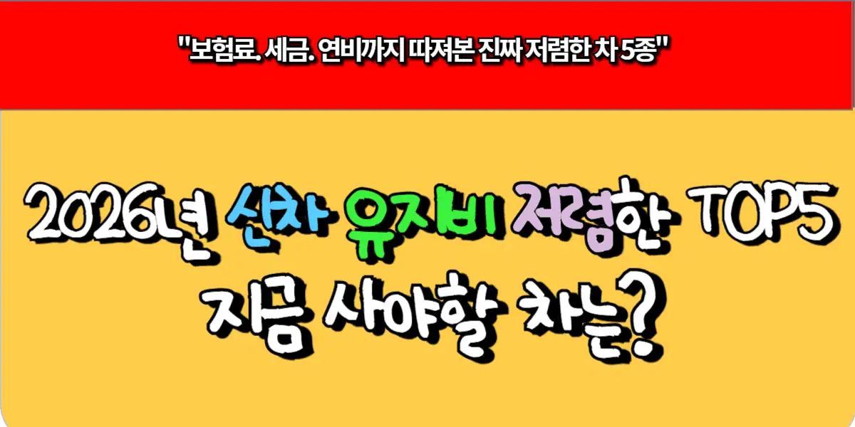 2026 신차 유지비 끝판왕 TOP 5 차량 전격비교