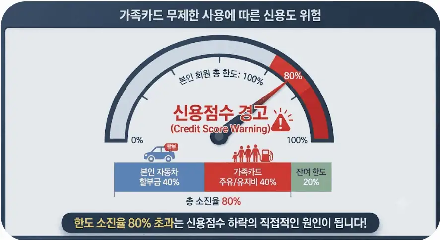 가족카드 무제한 사용에 따른 신용도 위험