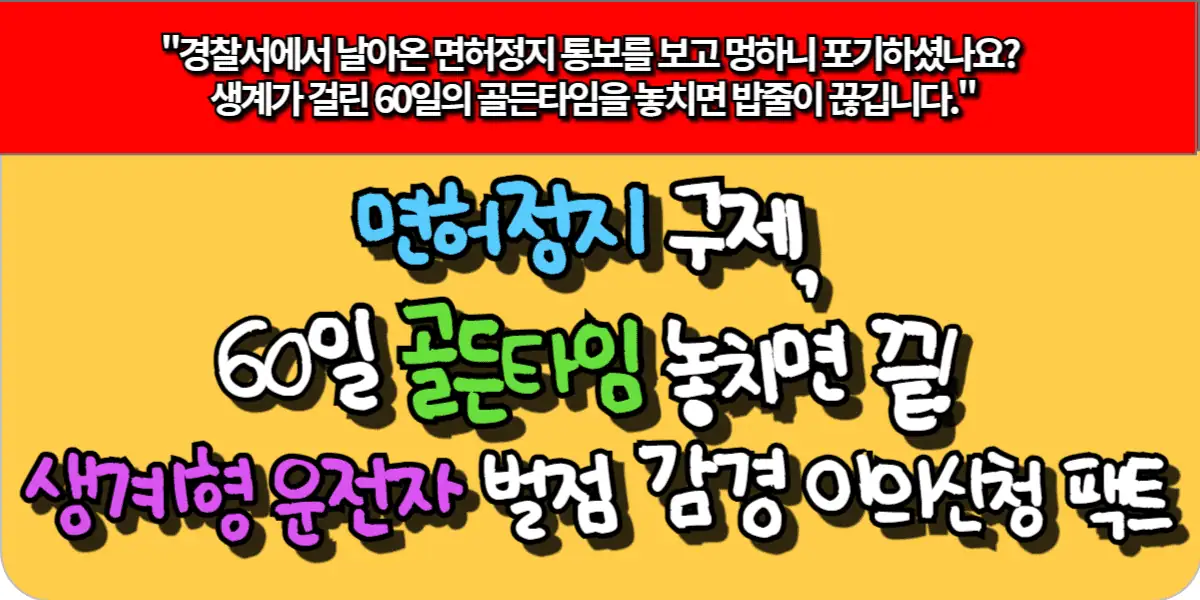 면허정지 구제, 60일 골든타임 놓치면 끝! 생계형 운전자 벌점 감경받는 이의신청 팩트