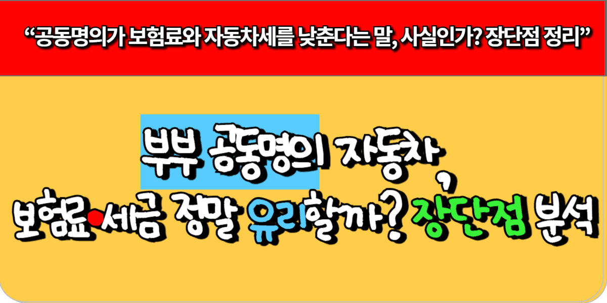 부부 공동명의 자동차, 보험료·세금 정말 유리할까 장단점 분석