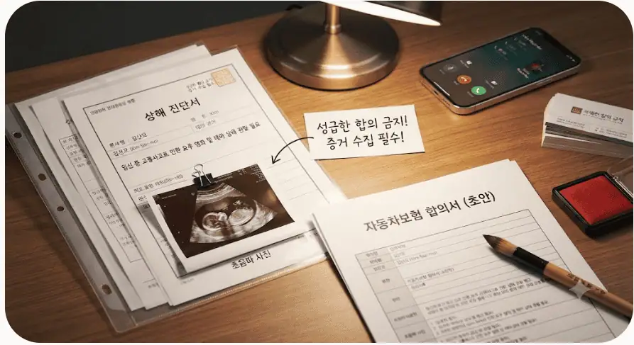 임산부 차사고 났다면? 합의금 계산법과 산후조리원 비용 실손·자동차보험 보상 팩트체크 3 성급한 합의 금지, 증거 수집 필수