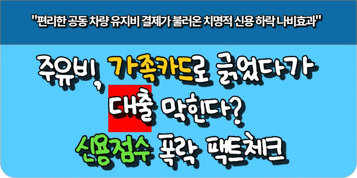 주유비 가족카드로 긁었다가 대출 막힌다 신용점수 폭락 팩트체크