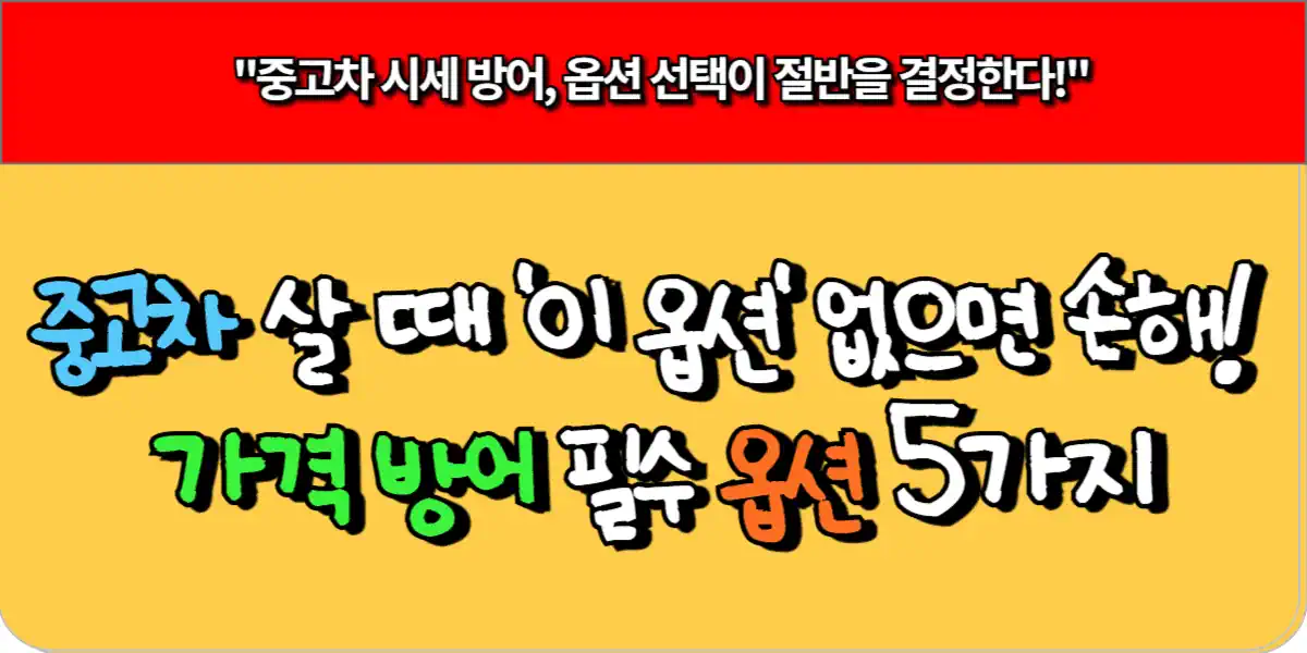 중고차 살 때 '이 옵션' 없으면 손해! 가격 방어 필수 옵션 5가지