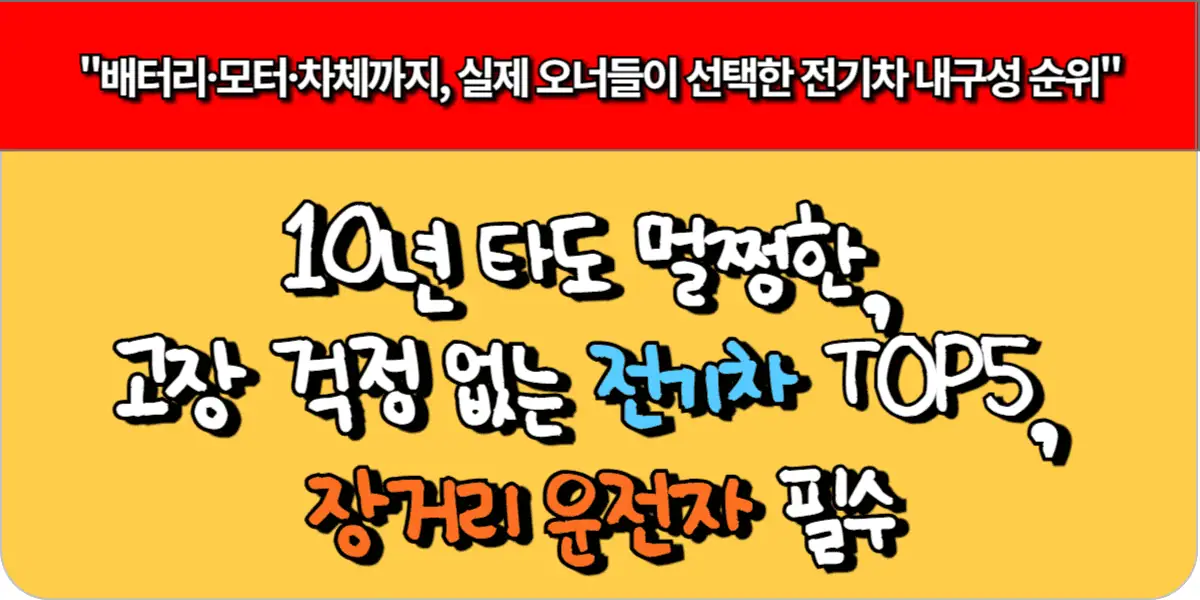 10년 타도 멀쩡한, 고장 걱정 없는 전기차 TOP5, 장거리 운전자 필수