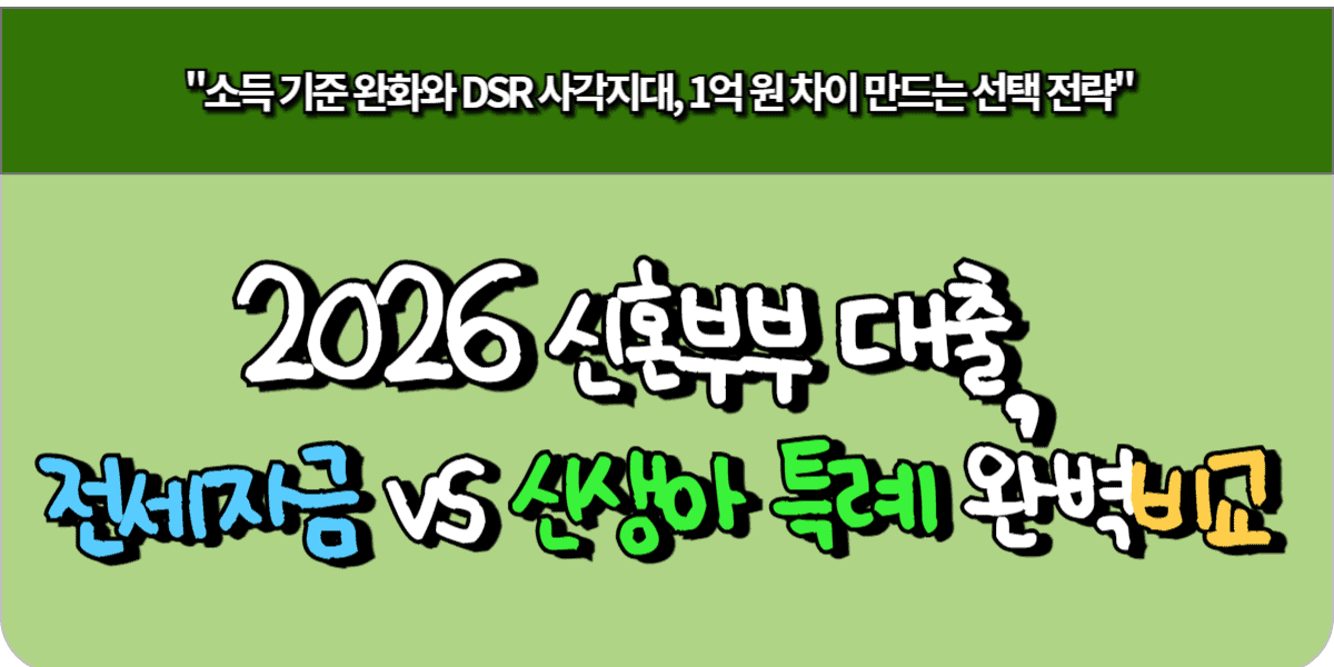 2026 신혼부부 대출, 전세자금 vs 신생아 특례 완벽비교