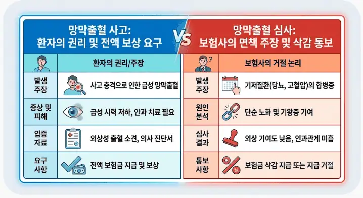 망막출혈 사고 - 환자와 보험사의 논리