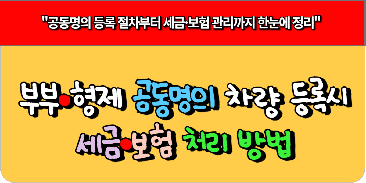 부부·형제 공동명의 차량 등록시 세금·보험 처리법