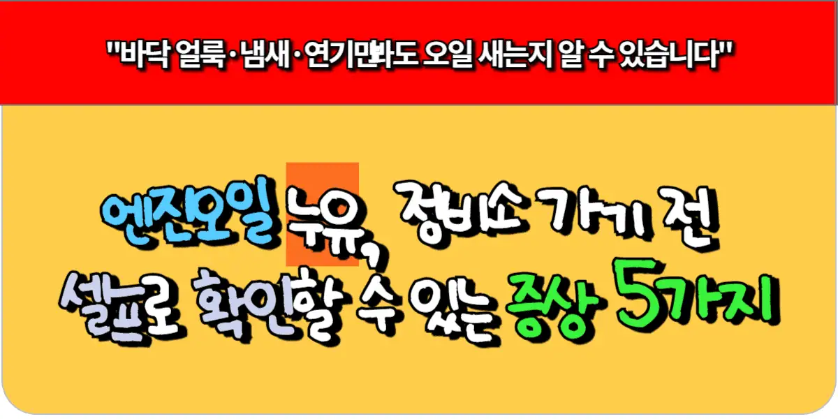 엔진오일 누유, 정비소 가기 전 셀프로 확인할 수 있는 증상 5가지