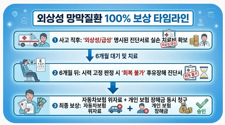 외상성 망막질환 100% 보상 타임라인