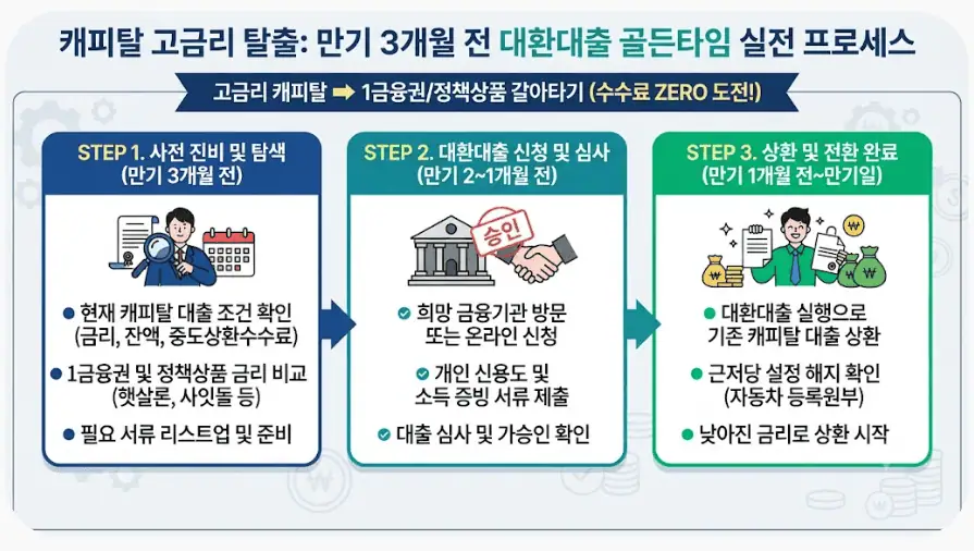 캐피탈 고금리 탈출 - 만기 3개월전 대환대출 골든타임 실전 프로세스